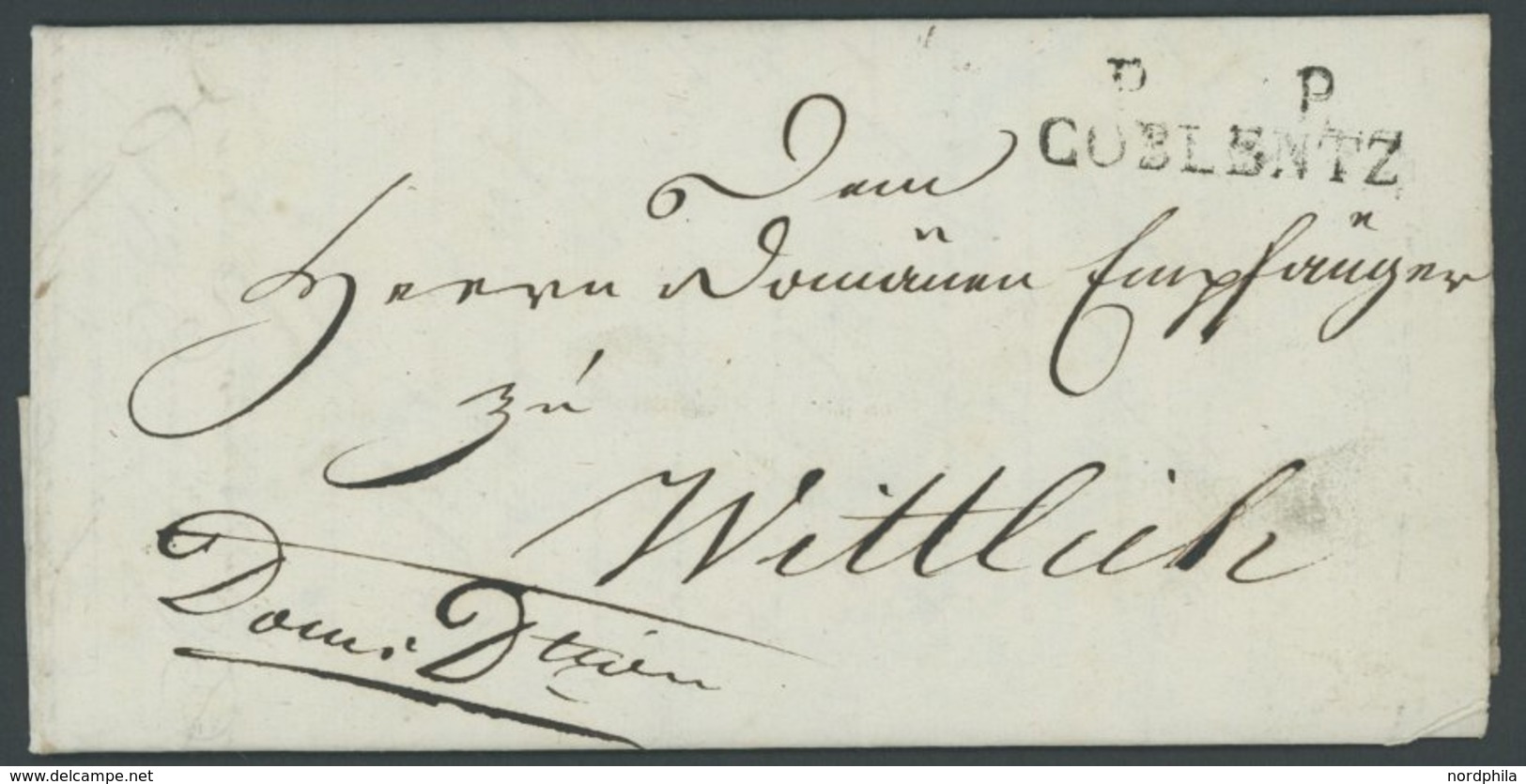 PREUSSEN PP COBLENTZ, L2, Aptierter Departmentstempel Auf Brief (1814) Nach Wittlich, Pracht - Prefilatelia