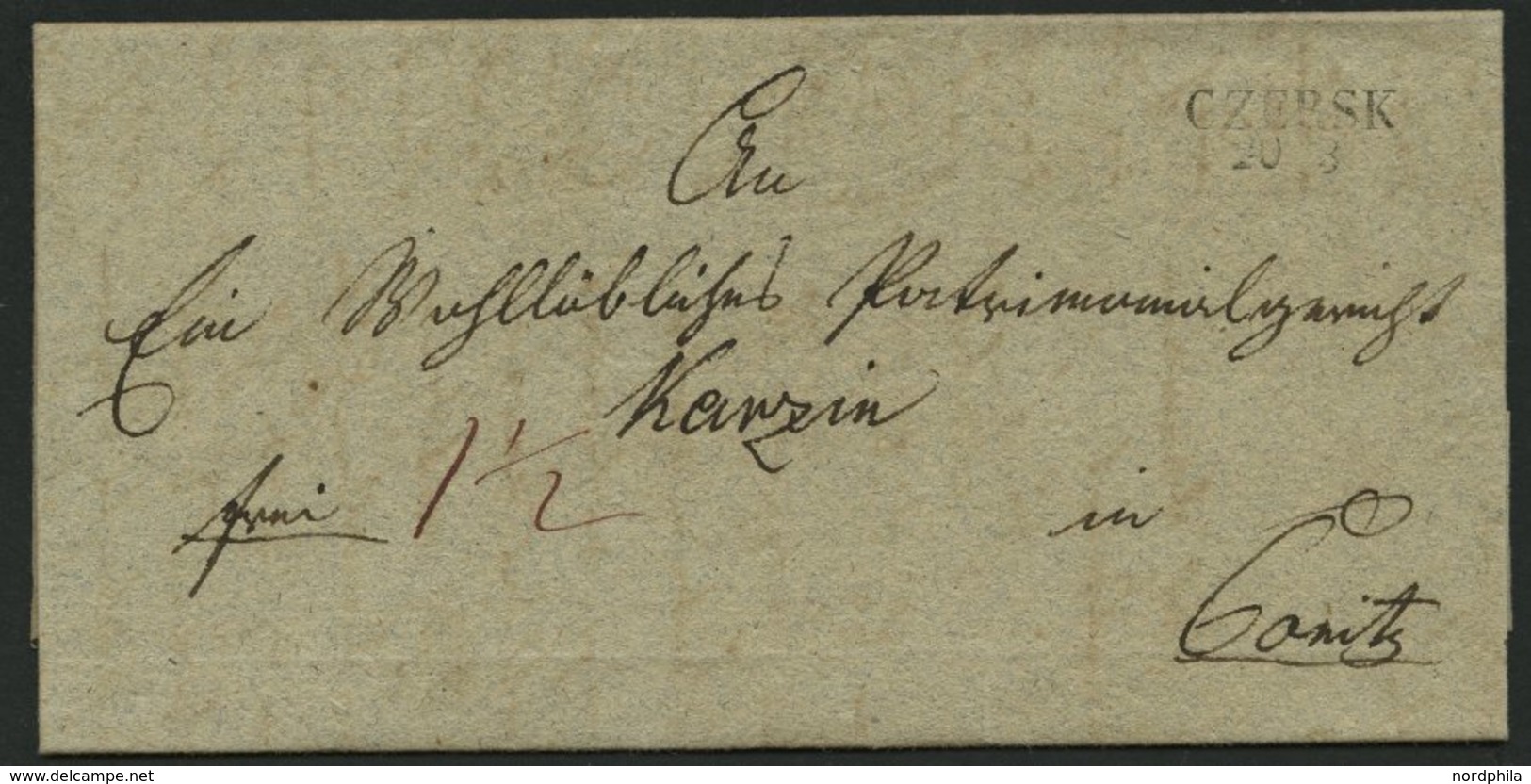 PREUSSEN CZERSK, L2 Auf Brief (1840) Nach Konitz, Pracht - Prefilatelia