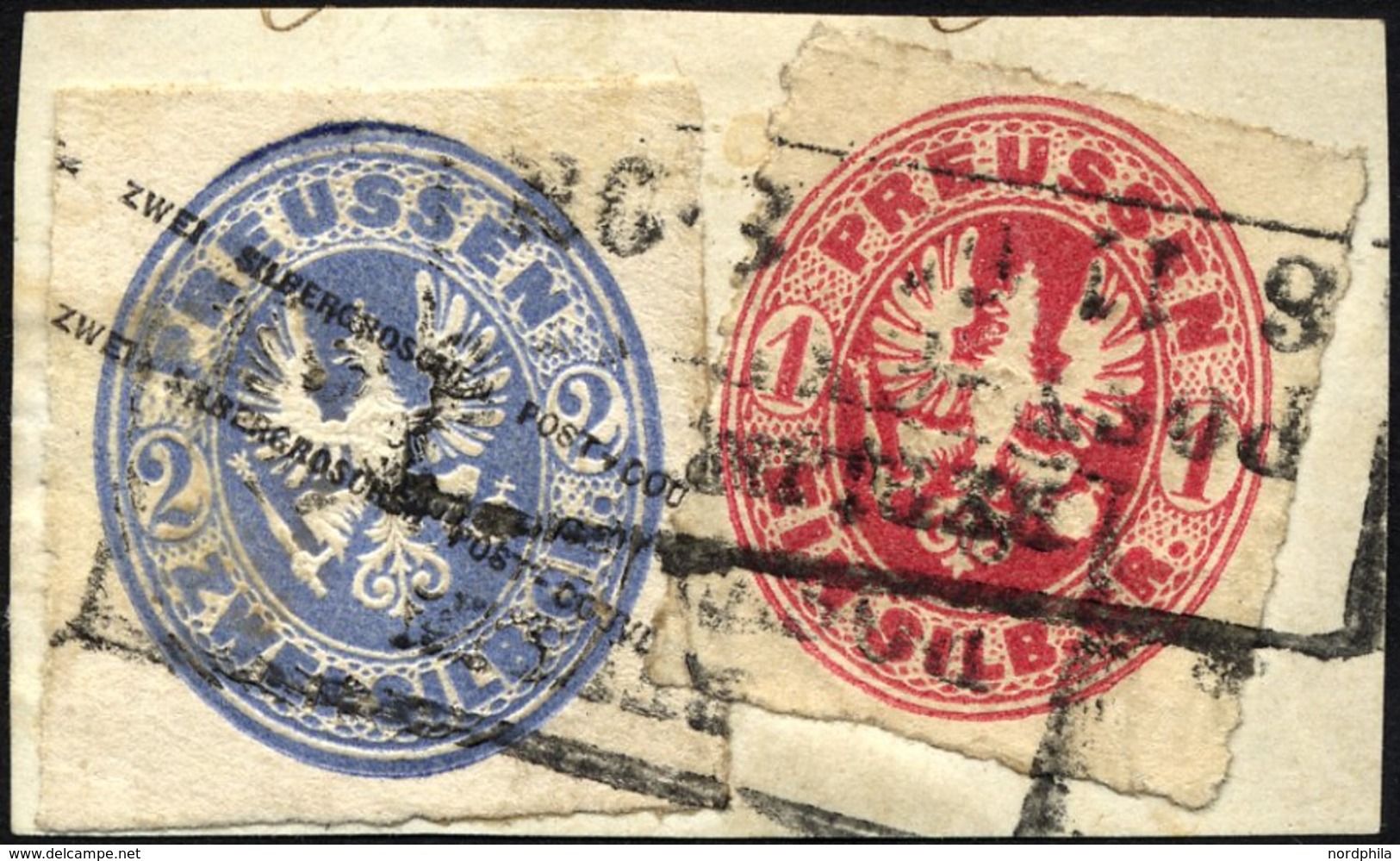 PREUSSEN GAA 16b BrfStk, 1862, 2 Sgr. Hellultramarin, Viereckig Mit 1 Sgr. Rosa Auf Briefstück Mit R3 BERLIN, Pracht, Mi - Andere & Zonder Classificatie