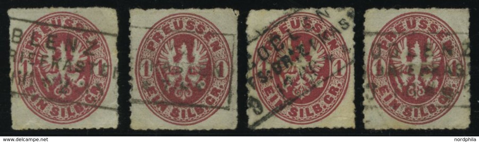 PREUSSEN 16 O, COBLENZ BHFS.BRIEFKASTEN, R3 Auf 1 Sgr. Rosa, 4 Teilabschläge, Feinst/Pracht - Otros & Sin Clasificación