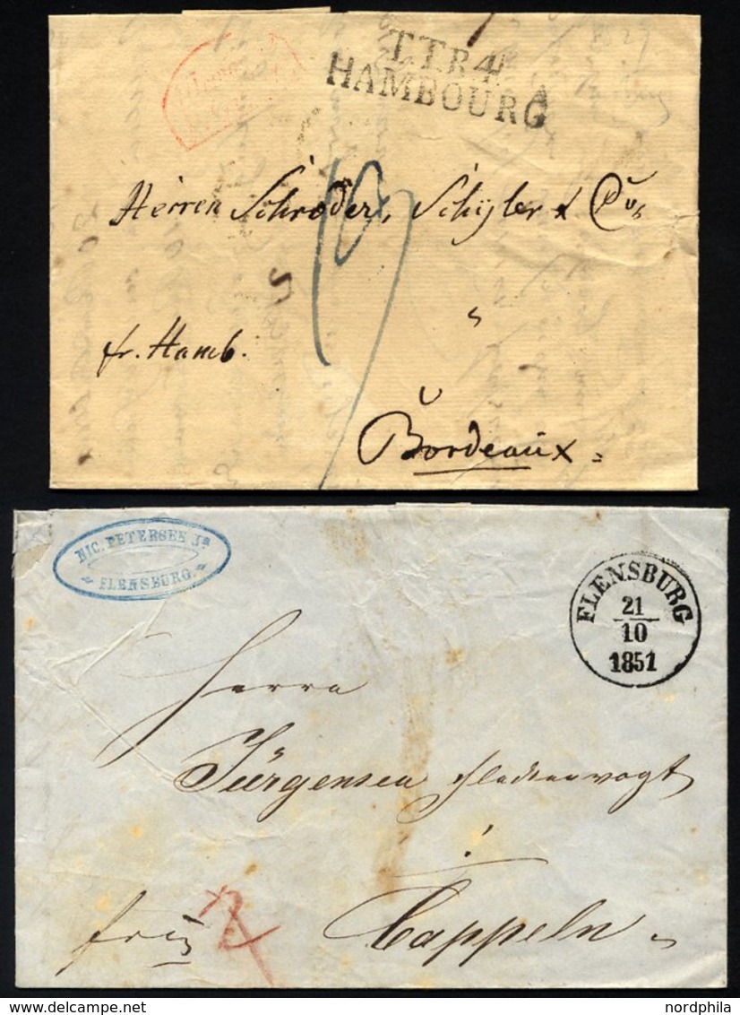 SCHLESWIG-HOLSTEIN 1827/51, 2 Verschiedene Belege Aus Flensburg, Feinst/Pracht - Prefilatelia