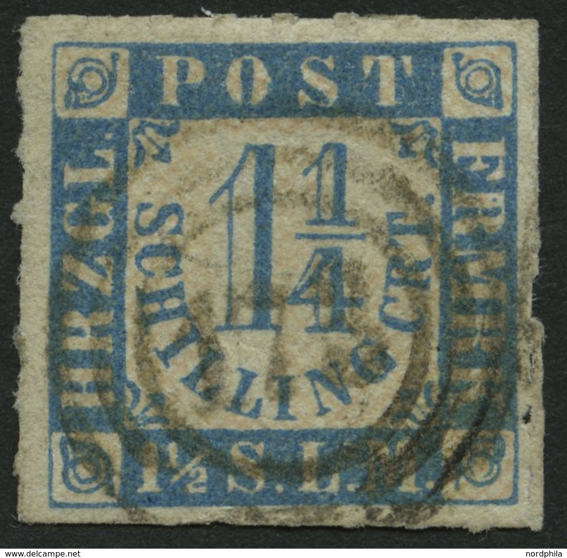 SCHLESWIG-HOLSTEIN 7 O, 173 (TRITTAU) Zentrisch Auf 11/4 S. Grauultramarin, Pracht - Schleswig-Holstein