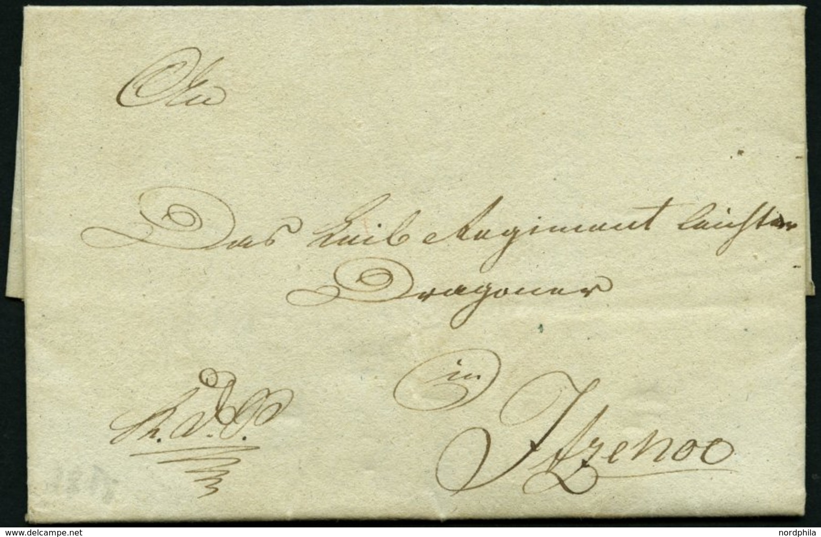 SCHLESWIG-HOLSTEIN 1815, K.D.S. Aus Rendsburg An Einen Dragoner Nach Itzehoe, Rückseitiges Lacksiegel, Pracht - Schleswig-Holstein