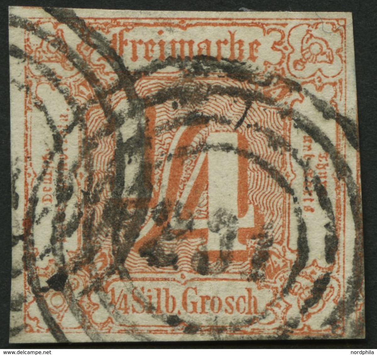 THURN Und TAXIS 13 O, 1861, 1/4 Gr. Rötlichorange, Nummernstempel 231, Voll-überrandig, Pracht - Autres & Non Classés