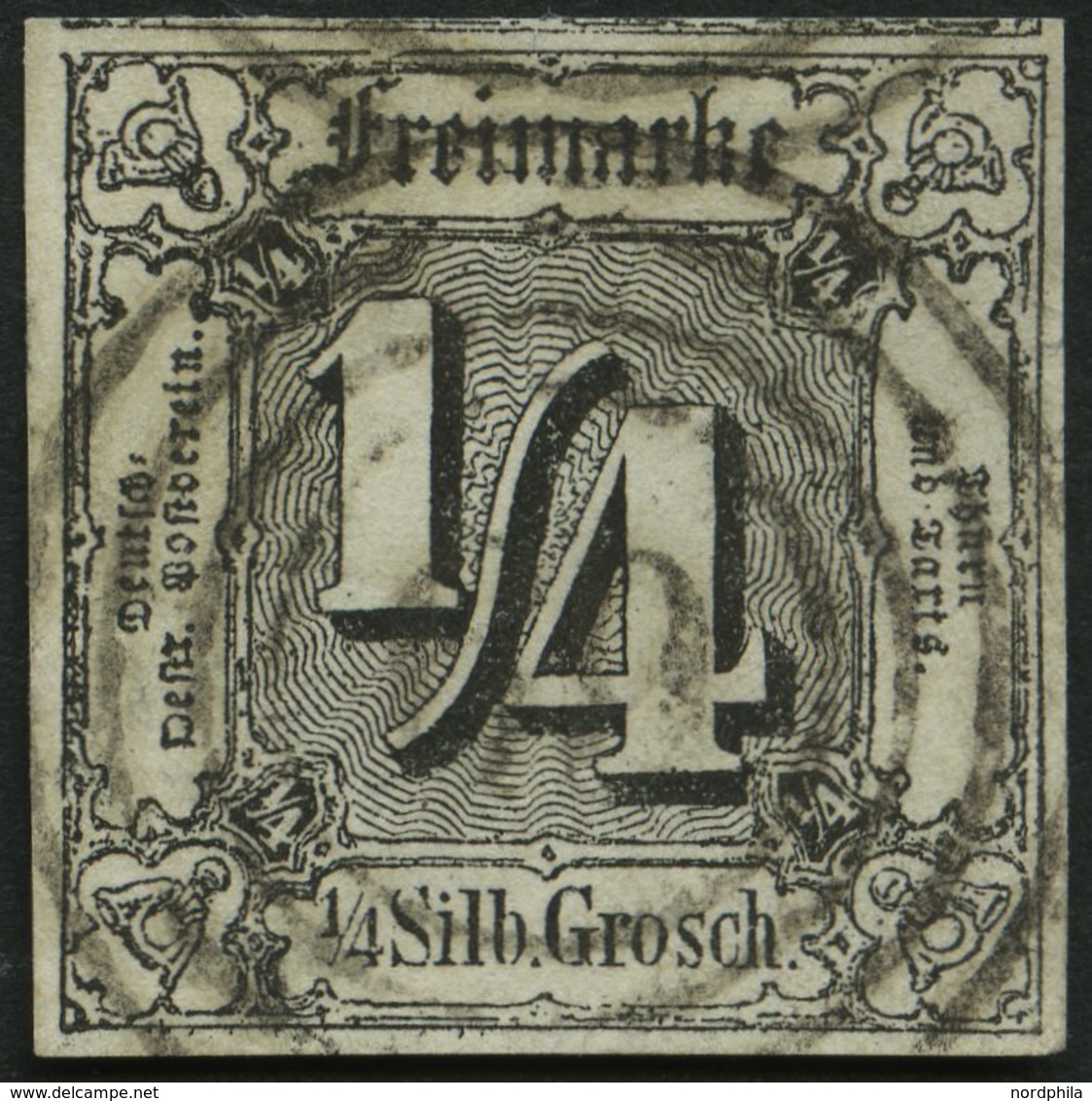 THURN Und TAXIS 26 O, 1862, 1/4 Sgr. Schwarz, Nummernstempel 69 (SPANGENBERG), Allseits Breit-überrandig, Pracht - Other & Unclassified