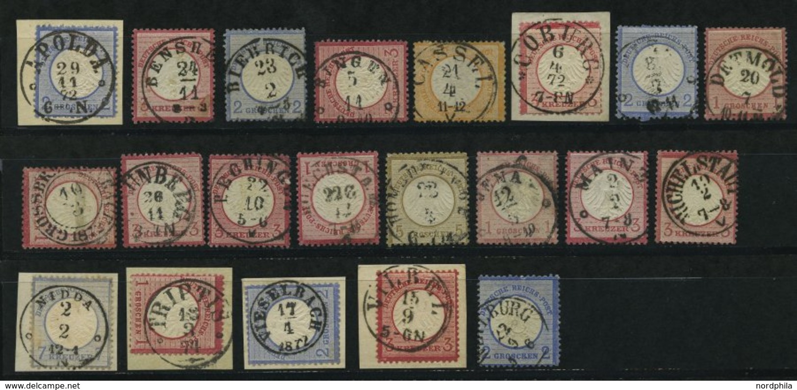THURN Und TAXIS DR O,BrfStk , 21 Werte Mit Verschiedenen Nachverwendeten Stempeln Auf Brustschildmarken, Meist Pracht - Used Stamps