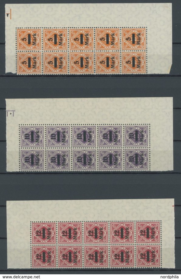 WÜRTTEMBERG 159-70 **, 1922/3, Ziffer In Raute, Je 10x Im Bogenteil, Postfrisch, Pracht - Other & Unclassified