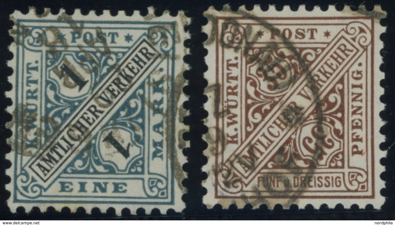 WÜRTTEMBERG 254,256 O, 1917/9, 1 M. Schwarzbläulichgrün/schwarz Und 25 Pf. Dunkelgelbbraun, 2 Prachtwerte, Gepr. Infla,  - Altri & Non Classificati