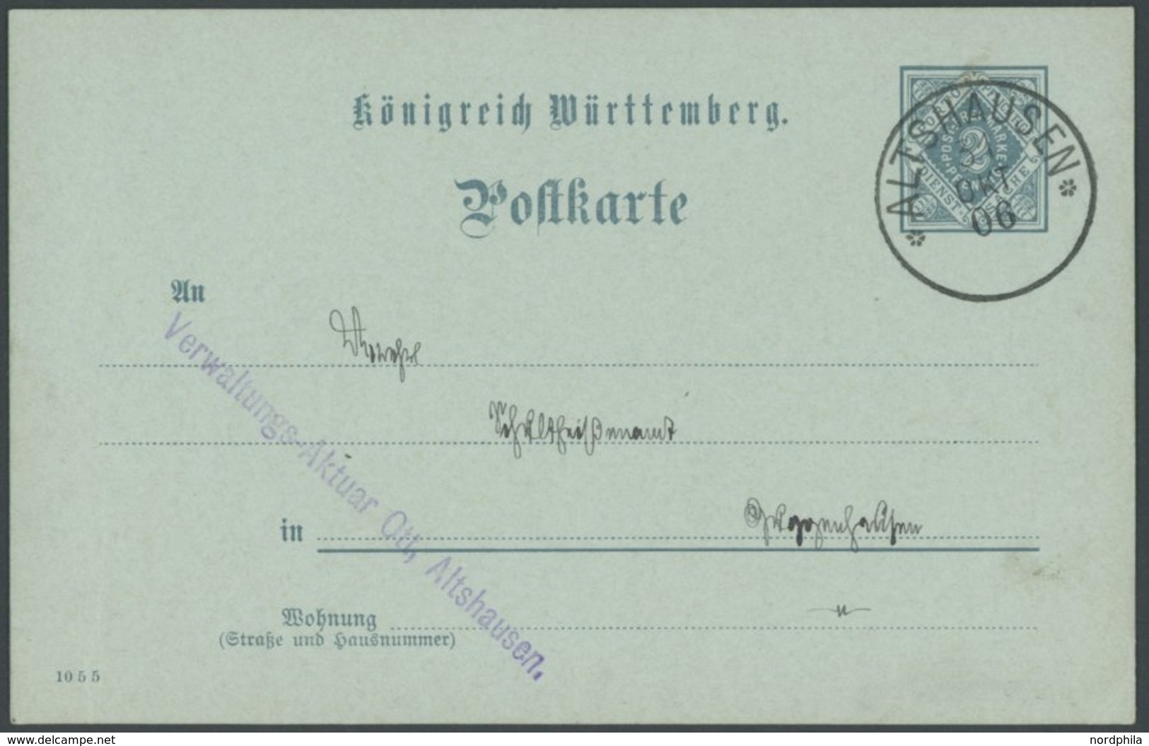 WÜRTTEMBERG DP 3 BRIEF, ALTSHAUSEN, K1, Auf 2 Pf. Ganzsachenkarte, Pracht - Andere & Zonder Classificatie