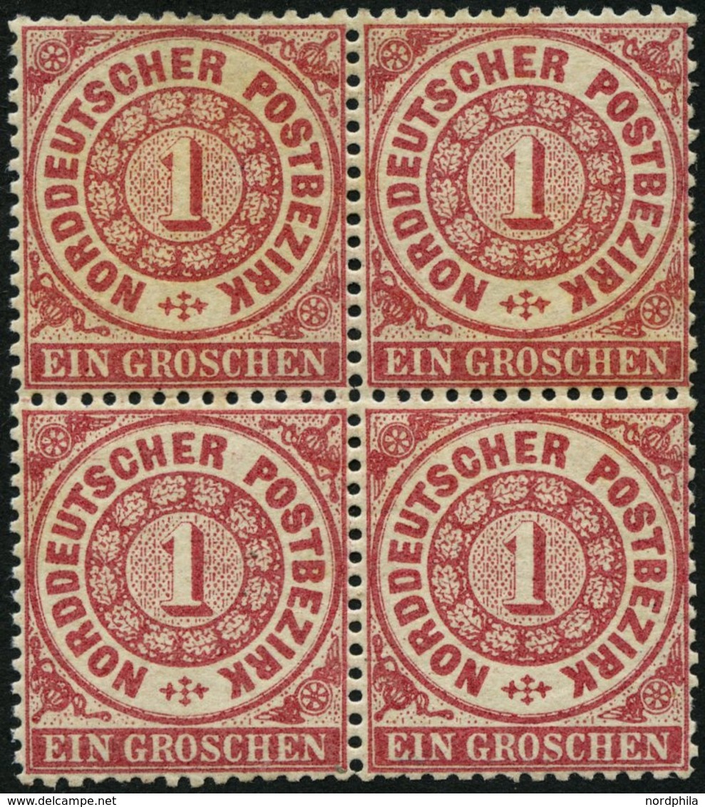 NDP 16 VB **,* , 1869, 1 Gr. Karmin Im Viererblock, 2 Werte Postfrisch, Normale Zähnung, Pracht - Andere & Zonder Classificatie