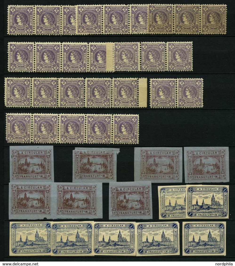 FRANKFURT/MAIN **,* , 1886-88, Partie Von Ca. 350 Werten, Mit A 3/4,14, B 4,6,46B, Dabei Gezähnte Und Ungezähnte Ausgabe - Private & Local Mails