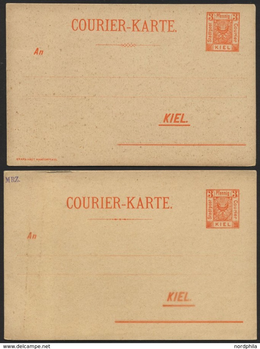 KIEL A P 27,28IB BRIEF, COURIER: 1899, 3 Pf. Orange, Mit Druckvermerk Und 3 Pf. Orange, Ohne Druckvermerk, Zierstrich Ty - Private & Lokale Post