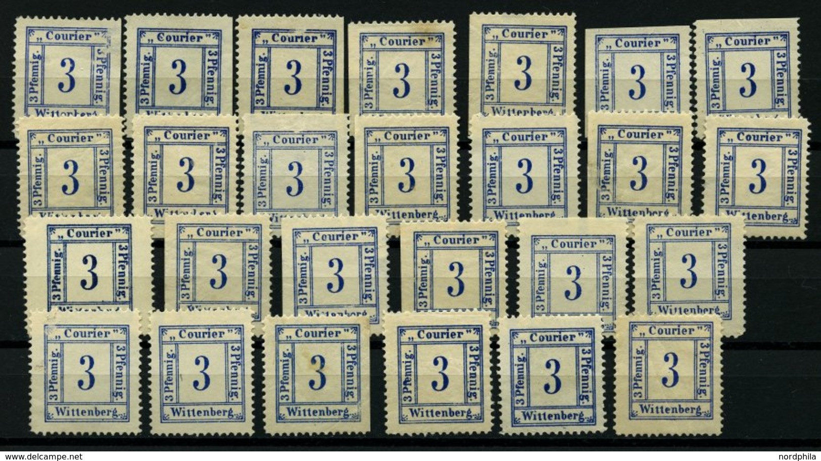 WITTENBERG 9a,b *,(*) , 1897, 3 Pf. Blau, Partie Von 26 Werten, Einige Teilgezähnt, Feinst/Pracht - Posta Privata & Locale