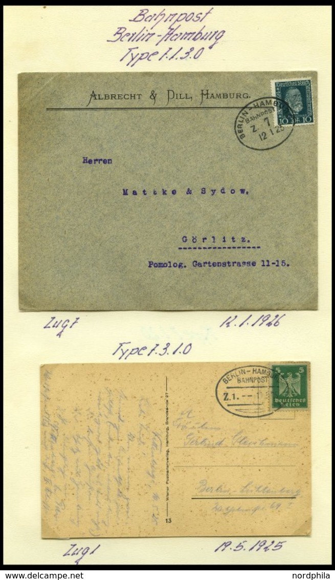 BAHNPOST Berlin-Hamburg (verschiedene Züge Und Typen) 1907-1938, 7 Belege Feinst - Franking Machines (EMA)