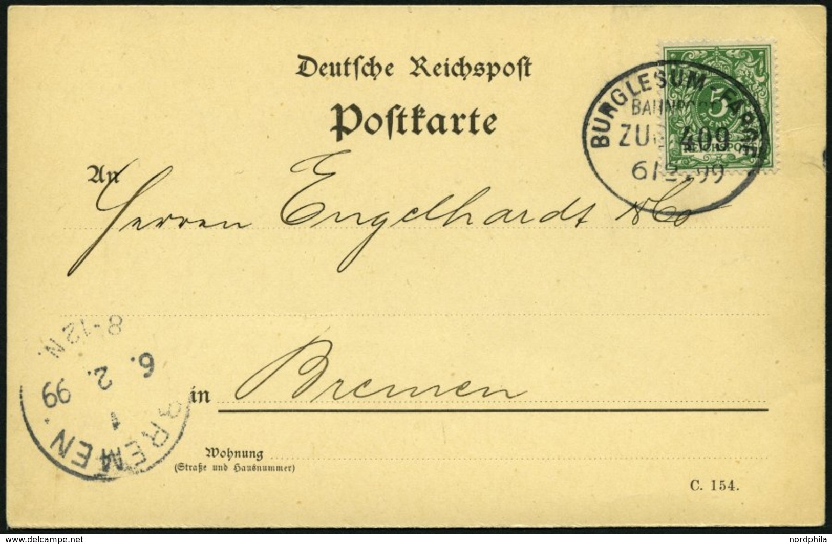 BAHNPOST Burglesum-Farge (Zug 45,145 Und 409), 1893-1899, 3 Karten Fast Nur Pracht - Maschinenstempel (EMA)