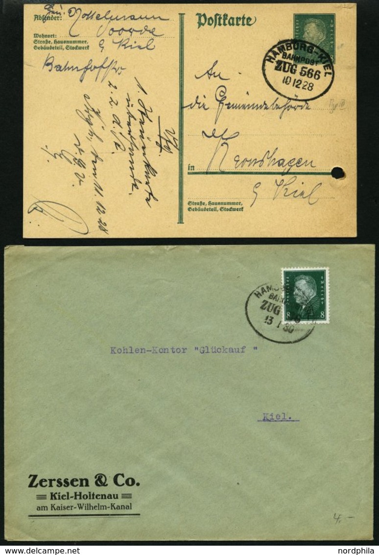 BAHNPOST Hamburg-Kiel, 20 verschiedene Belege, 1892-1964, meist Pracht