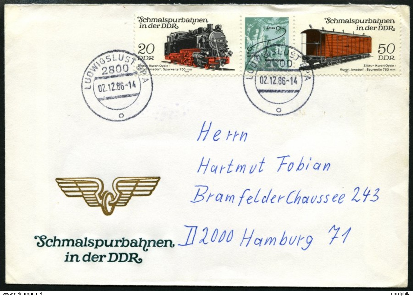 BAHNPOST Ludwigslust-Hamburg (Zug 476, 1438 (5x) Und 2133 (4x)), 1990/91, 10 Belege Fast Nur Pracht - Macchine Per Obliterare (EMA)