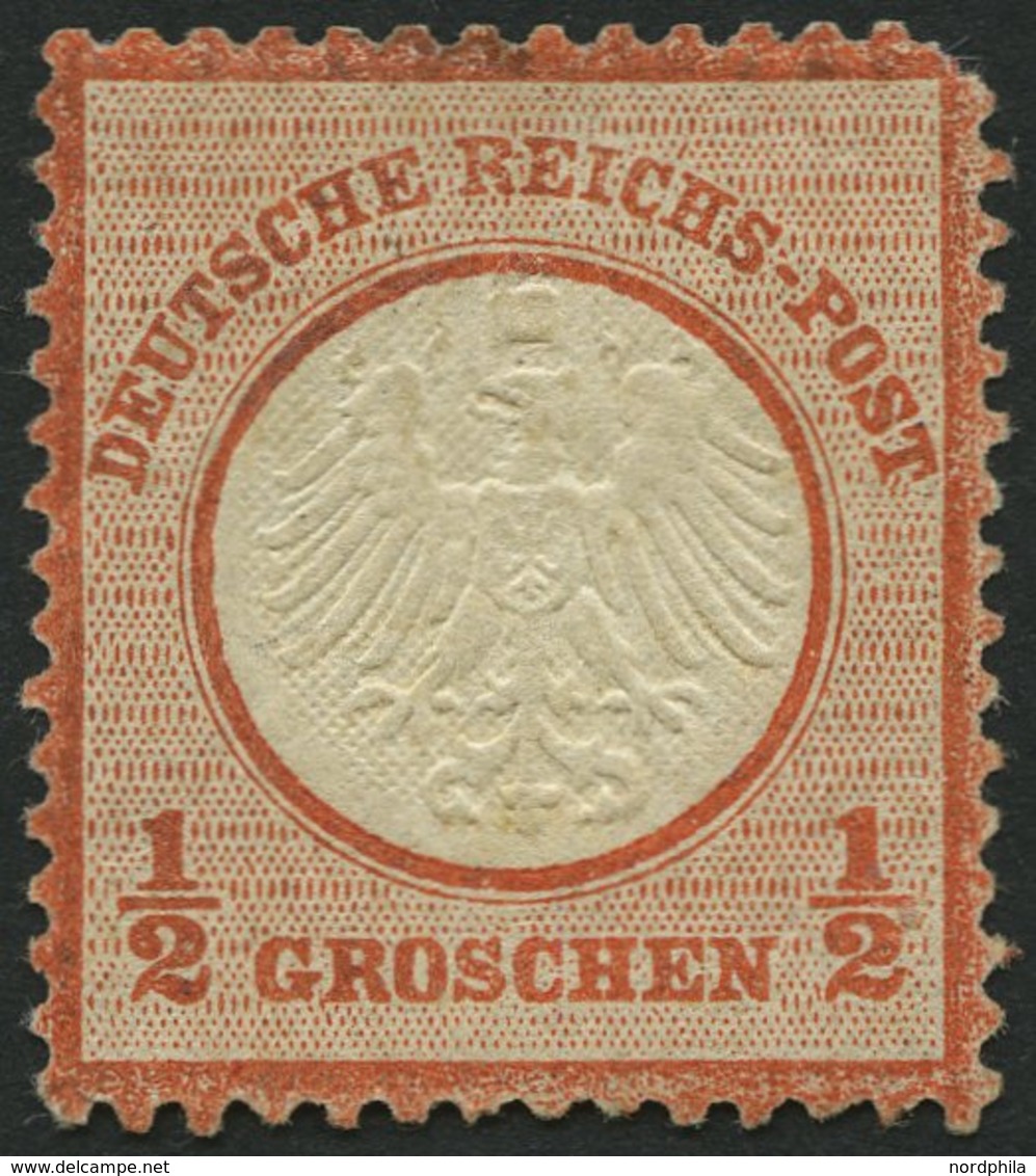 Dt. Reich 3 *, 1872, 1/2 Gr. Ziegelrot, Falzreste, Obere Rechte Ecke Fehlend, Feinst, Mi. 1400.- - Gebruikt