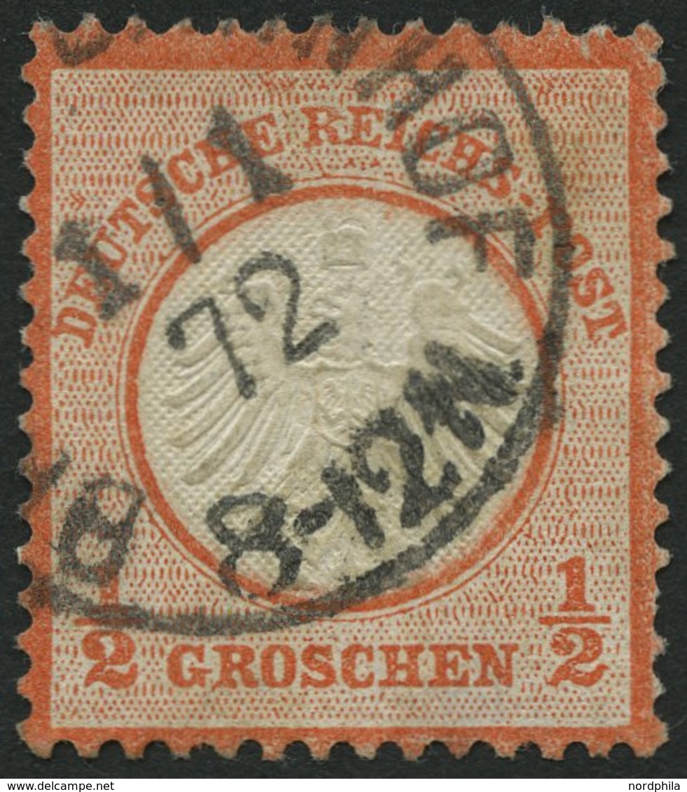 Dt. Reich 3 O, 1872, 1/2 Gr. Ziegelrot, Mit Ersttagsstempel 1.1.72, Kleine Helle Stelle Und Ein Verkürzter Zahn Sonst Pr - Used Stamps