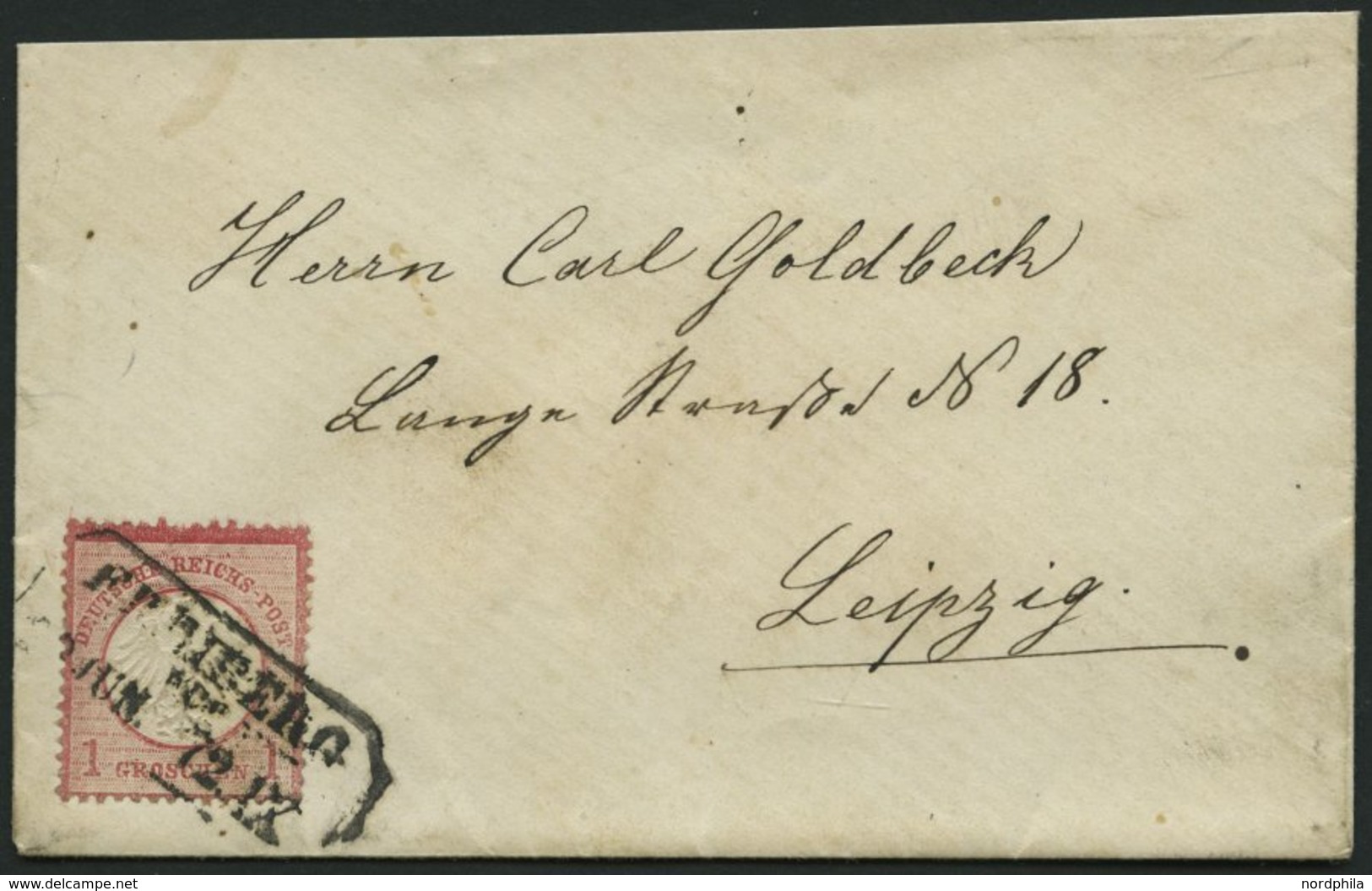 Dt. Reich 4XXIIIa BRIEF, 1872, 1 Gr. Rotkarmin Mit Plattenfehler Akzent über C, Kleiner Prachtbrief Von FREIBURG Nach Le - Used Stamps
