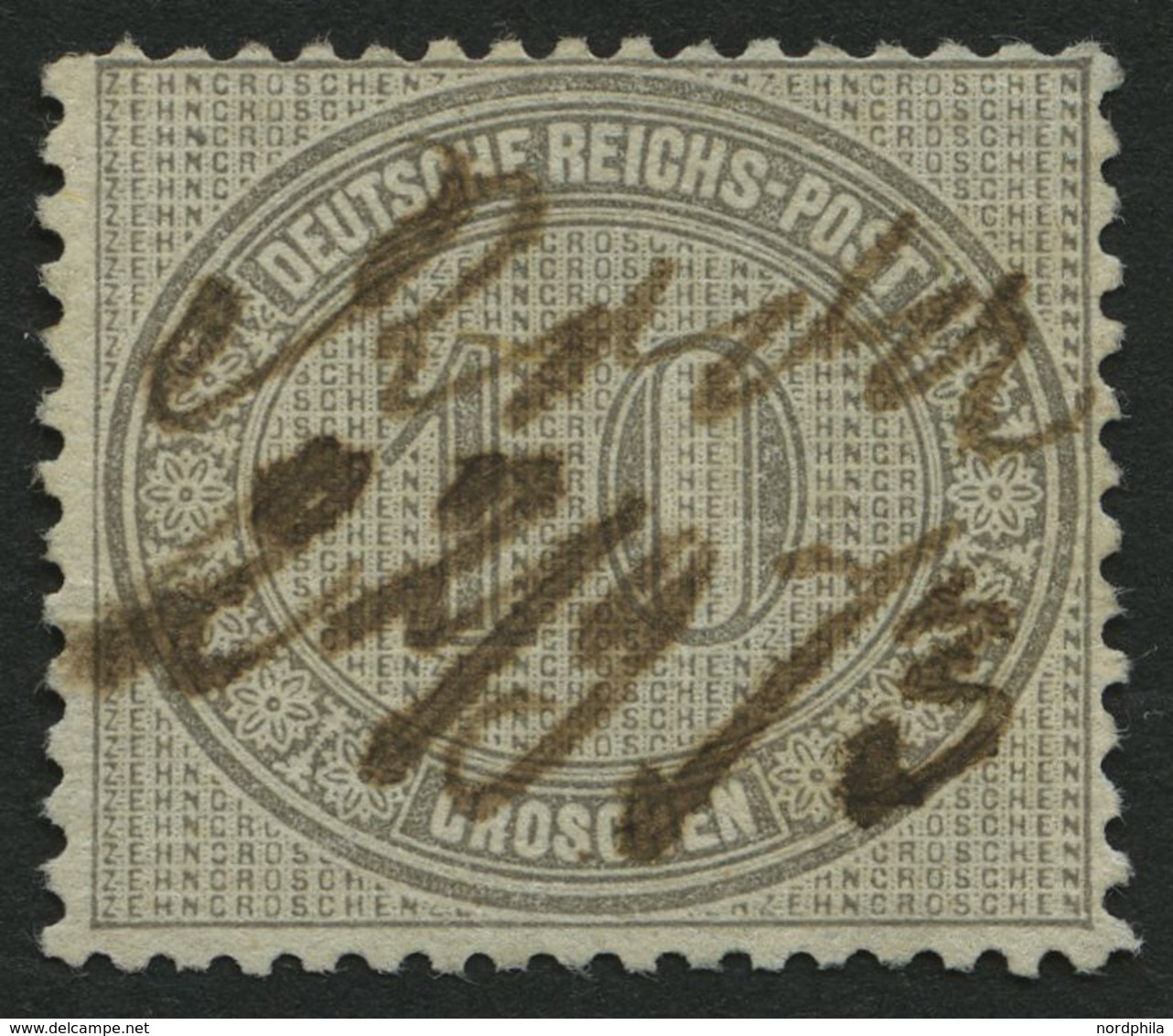Dt. Reich 12 ~ , 1872, 10 Gr. Hellgraubraun, Handschriftliche Entwertung, Pracht, Gepr. Brugger, Mi. 230.- - Gebruikt