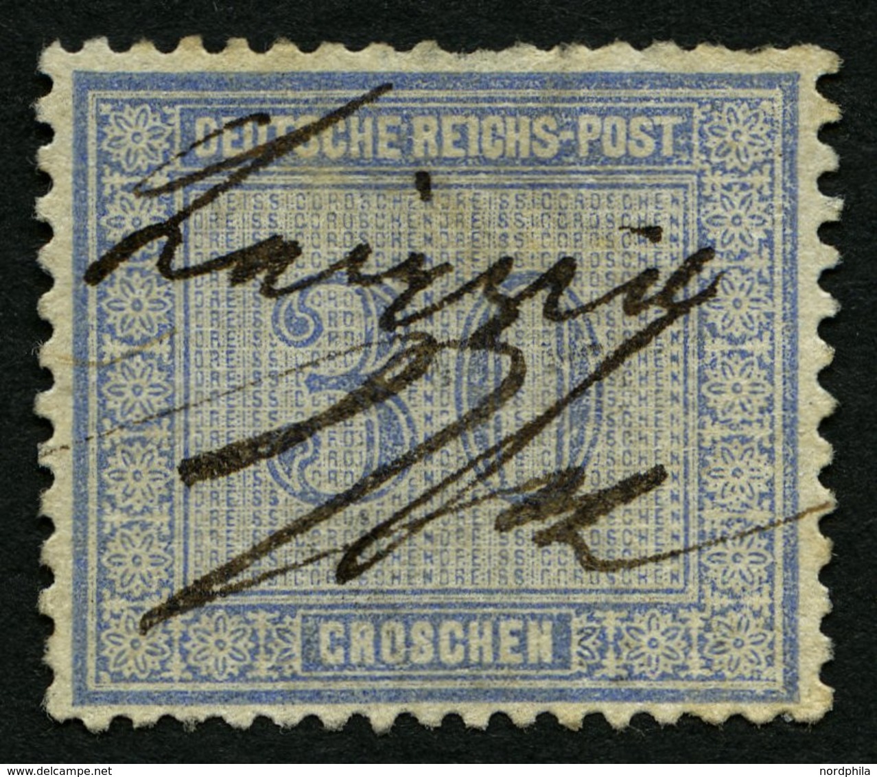 Dt. Reich 13 ~ , 1872, 30 Gr. Ultramarin, Handschriftliche Entwertung, Feinst (leichte Zahnfehler Und Helle Stelle Am Ob - Used Stamps
