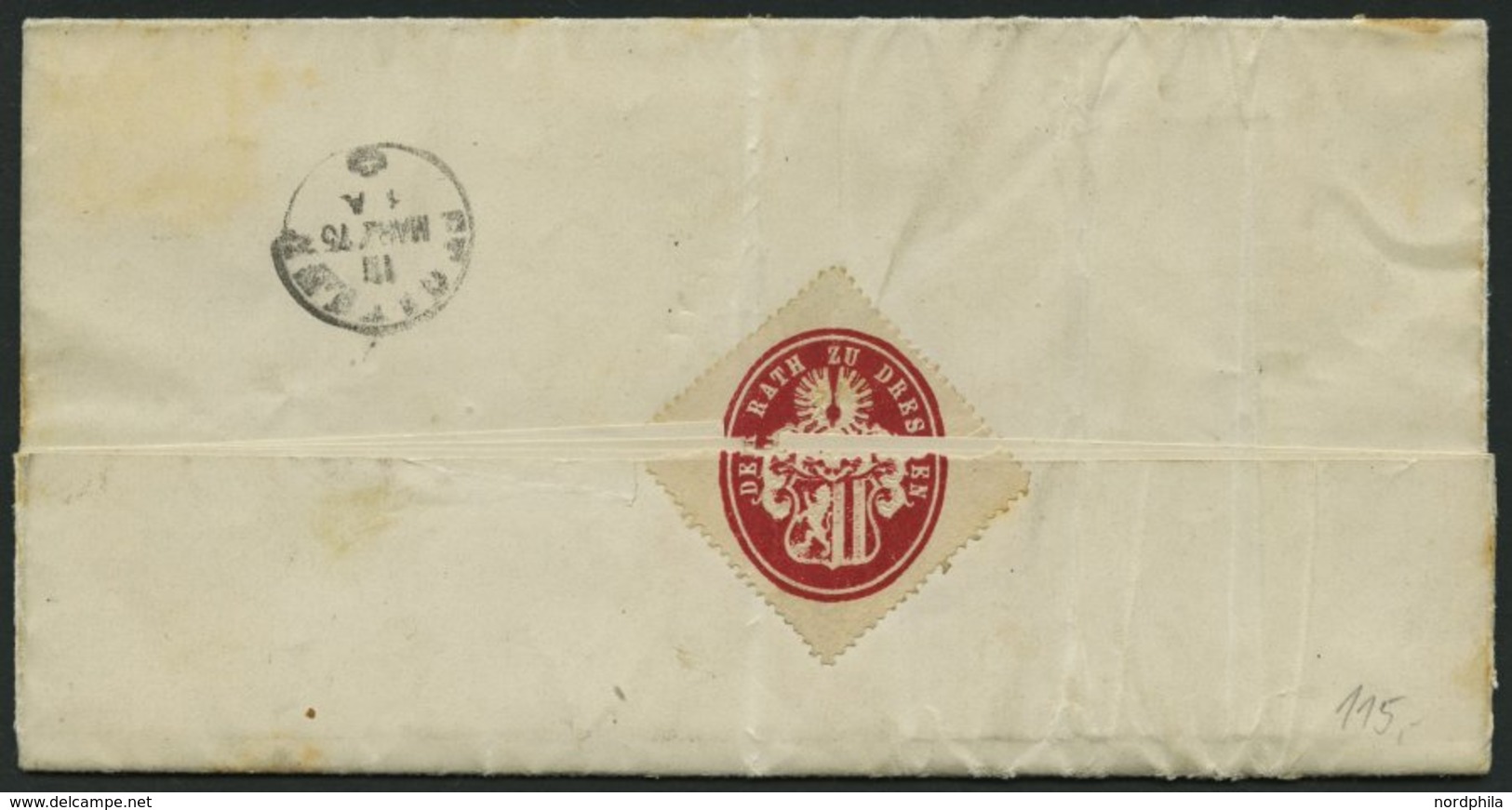 Dt. Reich 19 BRIEF, 1872, 1 Gr. Rotkarmin (Eckzahnfehler), Einzelfrankatur Auf Unterfrankiertem Auslandsbrief Mit K1 DRE - Gebruikt