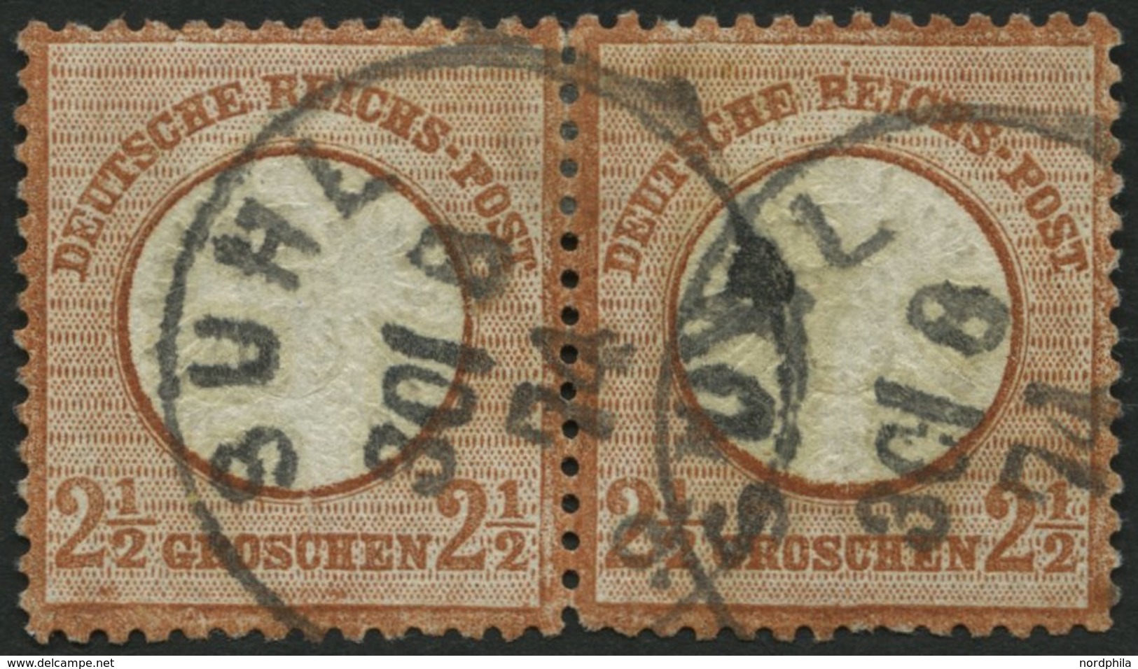 Dt. Reich 21a Paar O, 1872, 21/2 Gr. Rötlichbraun Im Waagerechten Paar, K1 SUHL, üblich Gezähnt Pracht, Mi. 240.- - Used Stamps