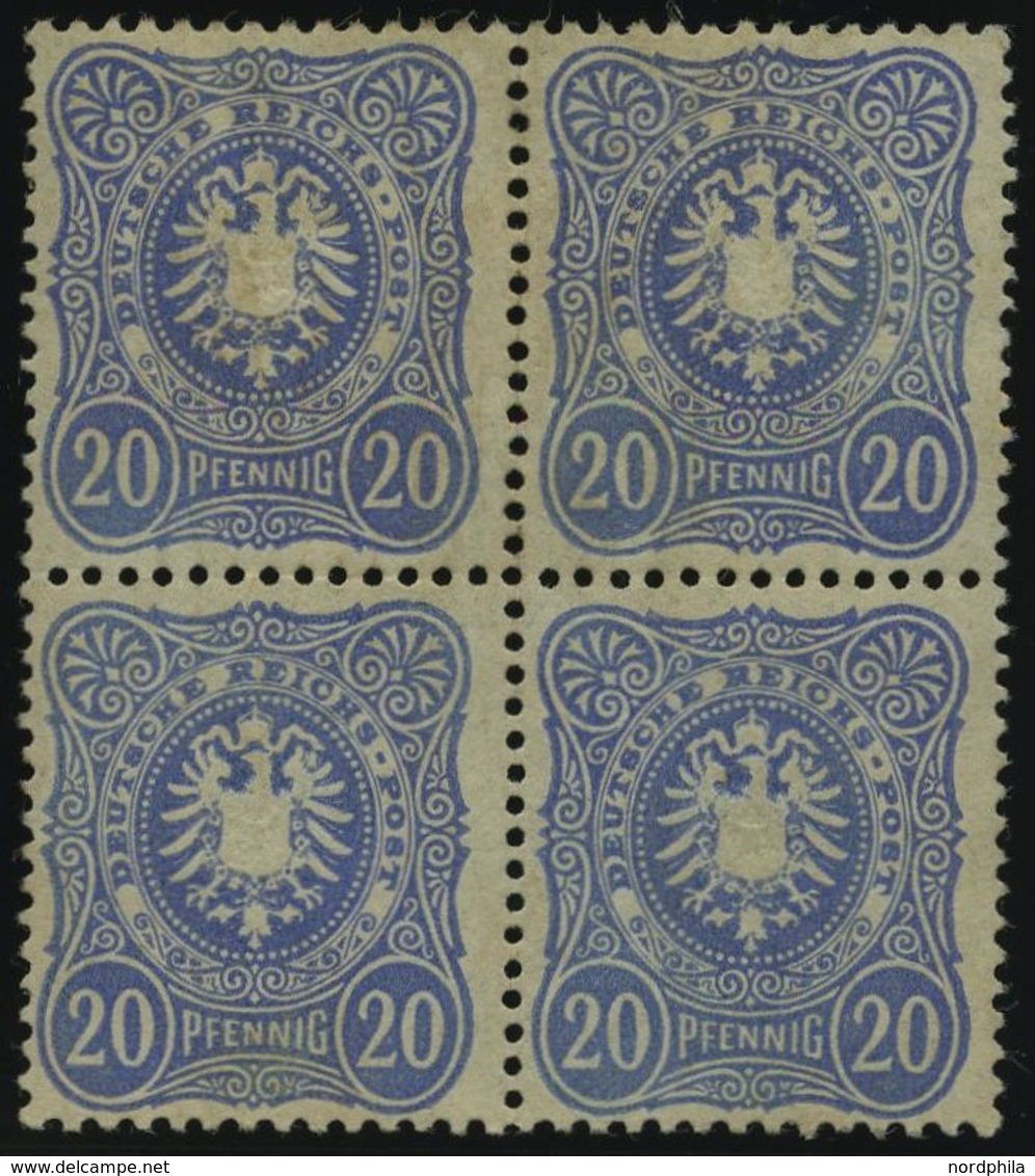 Dt. Reich 42a VB (*), 1880, 20 Pf. Violettultramarin Im Viererblock, Ohne Gummi, Etwas Unfrisch Sonst Pracht, Gepr. Zenk - Usati