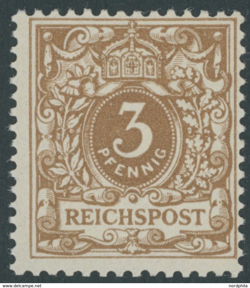 Dt. Reich 45cb **, 1899, 3 Pf. Ockerbraun, Postfrisch, Pracht, Gepr. Zenker, Mi. 130.- - Andere & Zonder Classificatie