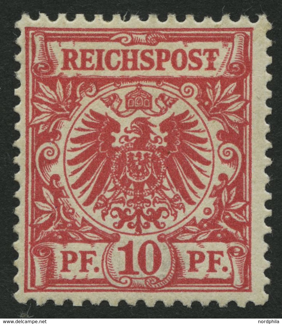 Dt. Reich 47I *, 1889, 10 Pf. Karmin Mit Plattenfehler T Von Reichspost Mit Querbalken, Falzrest, Pracht, Mi. 100.- - Andere & Zonder Classificatie