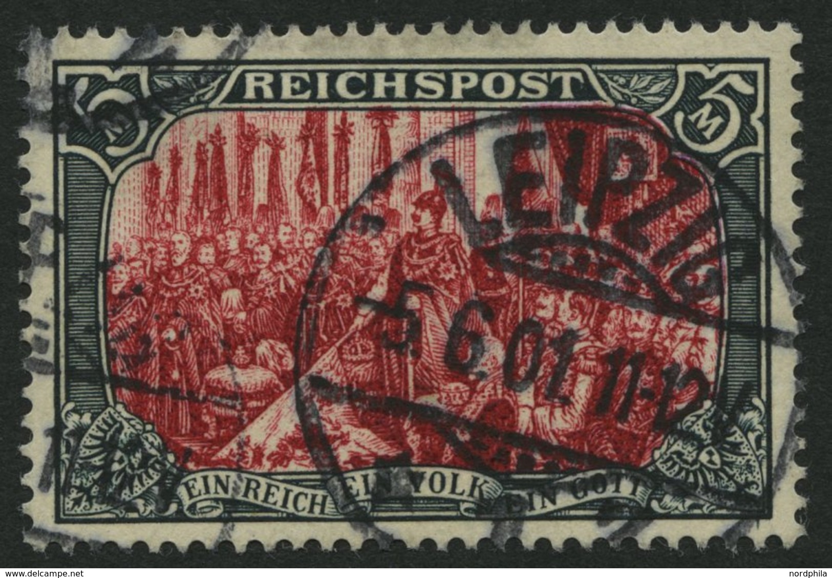 Dt. Reich 66IV O, 1900, 5 M. Reichspost, Type I, Nachmalung Nur Mit Deckweiß, Pracht, Fotoattest Jäschke-L., Mi. 800.- - Other & Unclassified