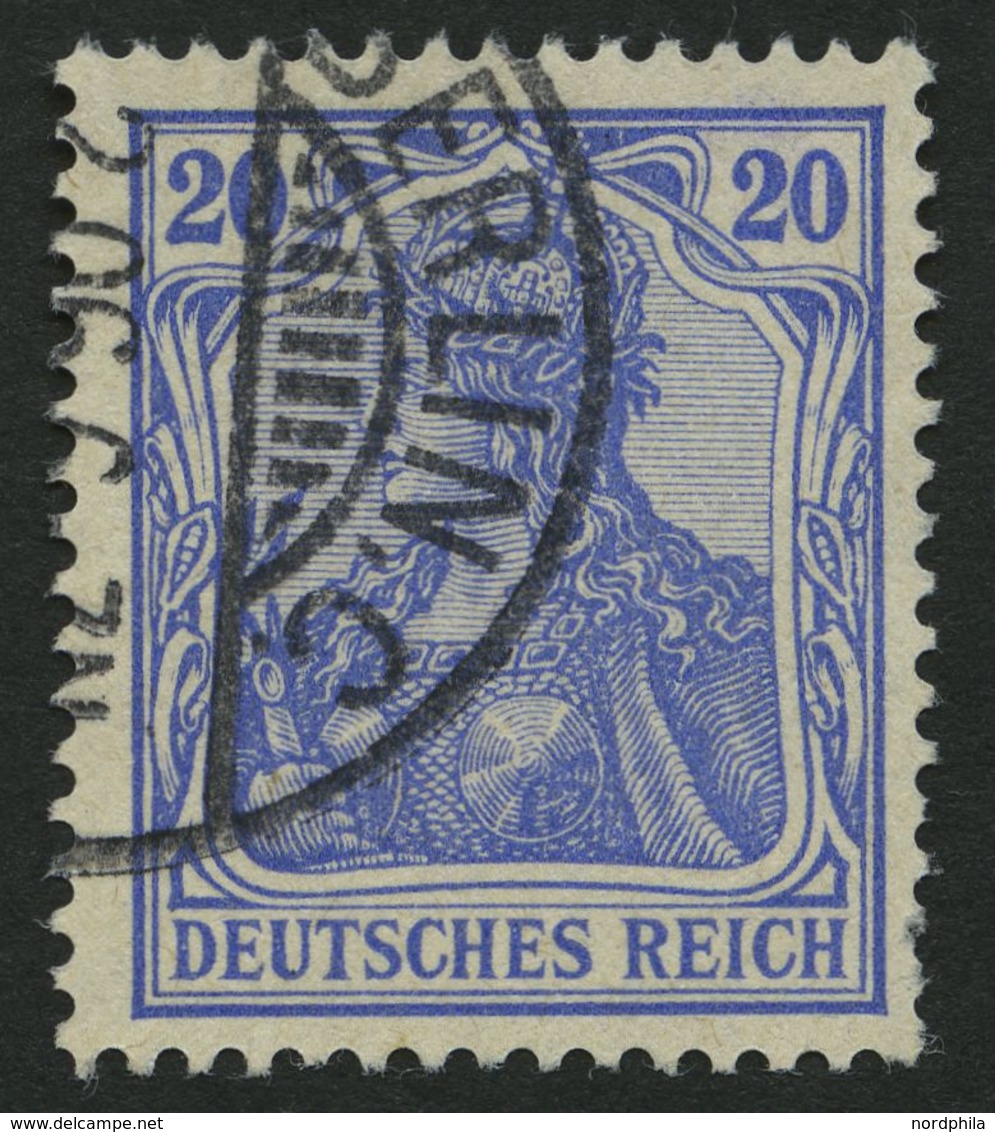 Dt. Reich 72b O, 1902, 20 Pf. Lilaultramarin Germania, Ohne Wz., Feinst, Gepr. Jäschke-L., Mi. 100.- - Autres & Non Classés