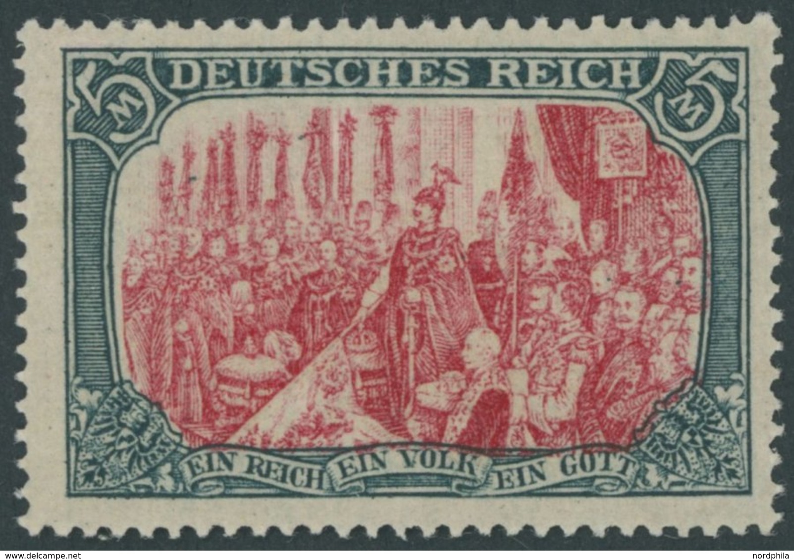 Dt. Reich 97AII **, 1916, 5 M. Kriegsdruck, Gezähnt A, Postfrisch, Pracht, Gepr. Jäschke, Mi. 200.- - Andere & Zonder Classificatie