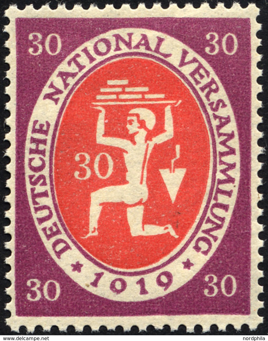 Dt. Reich 110cI *, 1919, 30 Pf. Lila Mit Abart Jahreszahl 1019 Statt 1919, Falzrest, Pracht, Gepr. Tworek, Mi. 60.- - Used Stamps