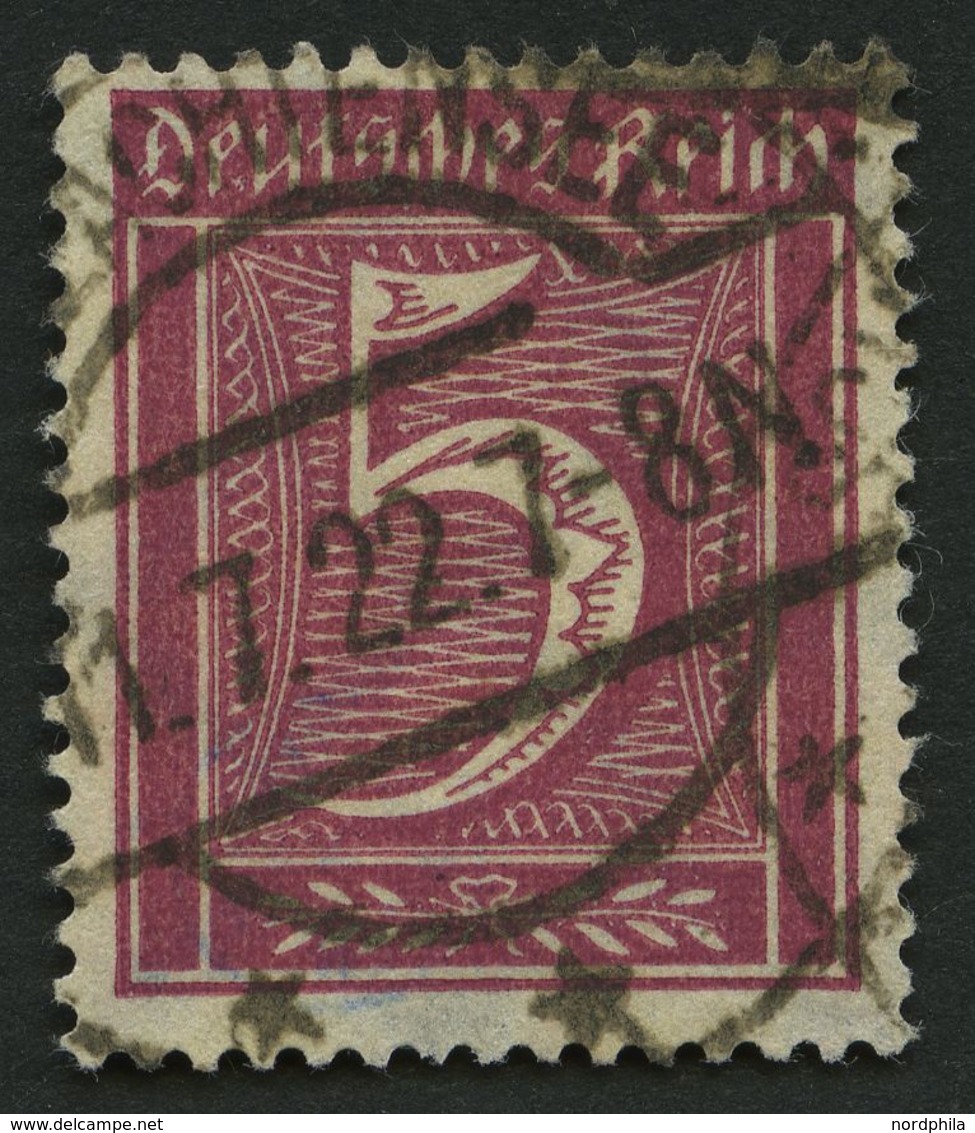 Dt. Reich 177 O, 1922, 5 Pf. Lilakarmin, Wz. 2, Pracht, Gepr. Dr, Oechsner, Mi. 260.- - Gebraucht