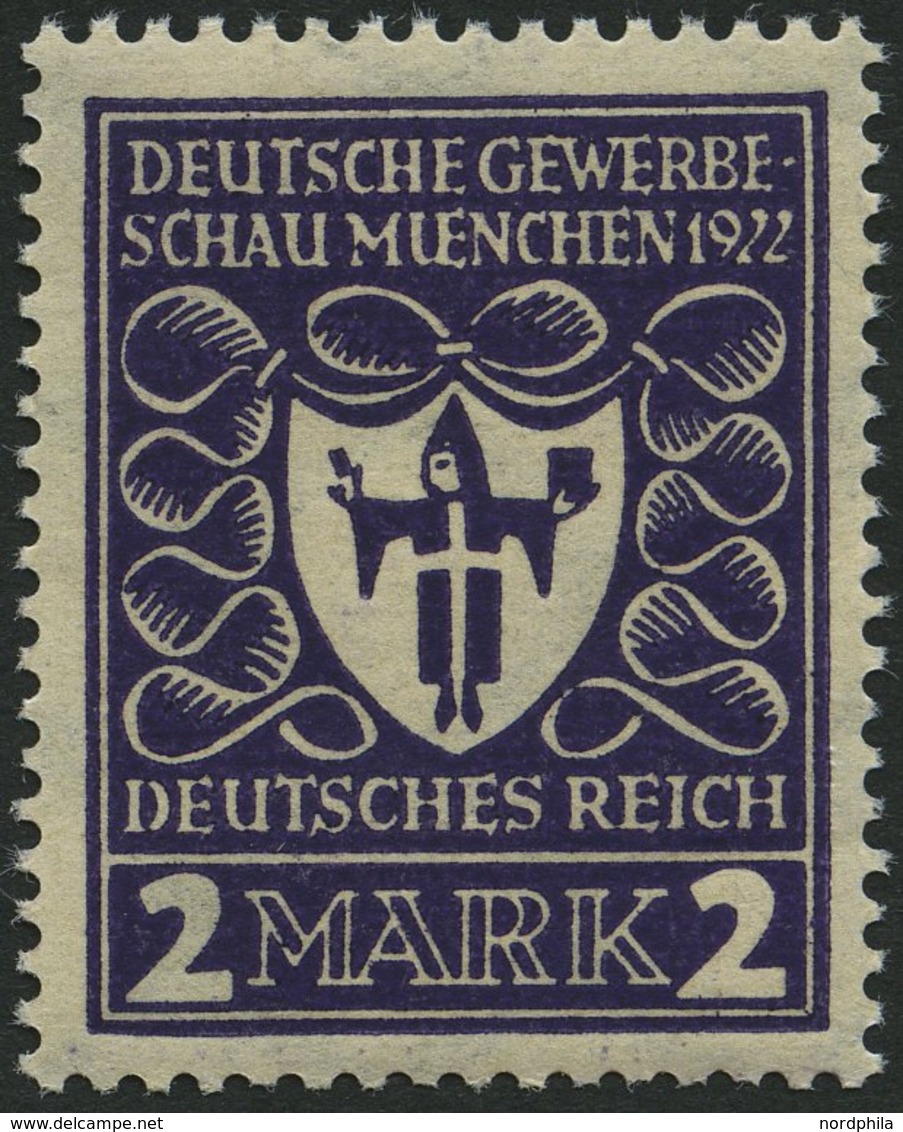 Dt. Reich 200b **, 1922, 2 M. Dunkelpurpurviolett Gewerbeschau, Pracht, Gepr. Infla, Mi. 80.- - Usati