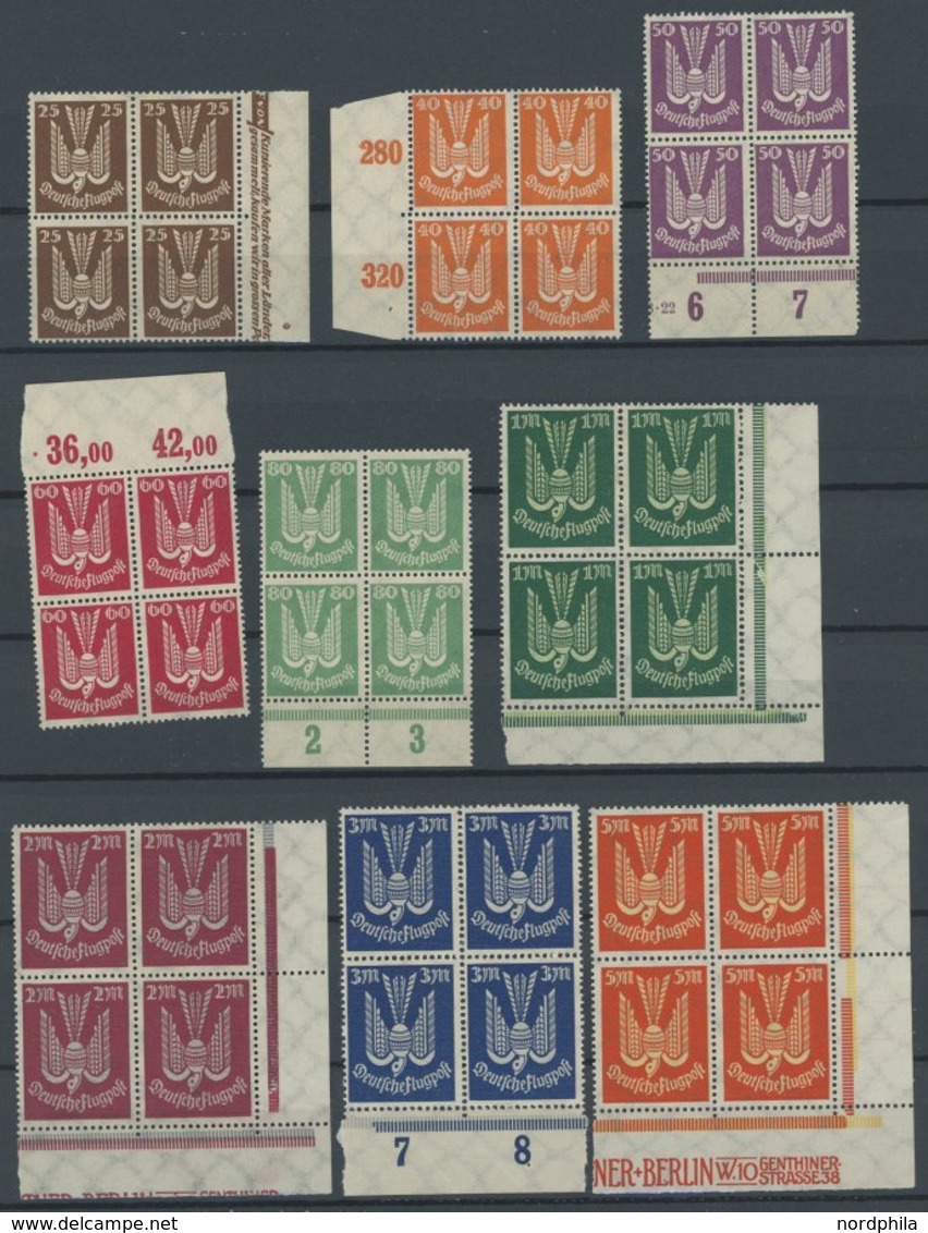 Dt. Reich 210-18 VB **, 1922, Holztaube In Randviererblocks, Postfrischer Prachtsatz, Mi. (64.-) - Used Stamps