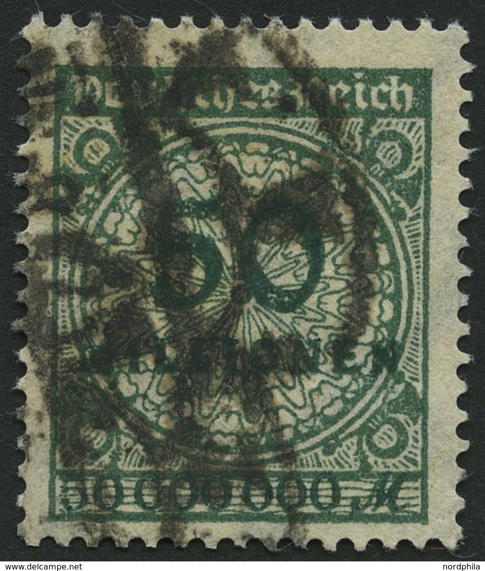 Dt. Reich 321Wb O, 1923, 50 Mio. M. Blaugrün, Walzendruck, Pracht, Gepr. Infla, Mi. 65.- - Gebraucht