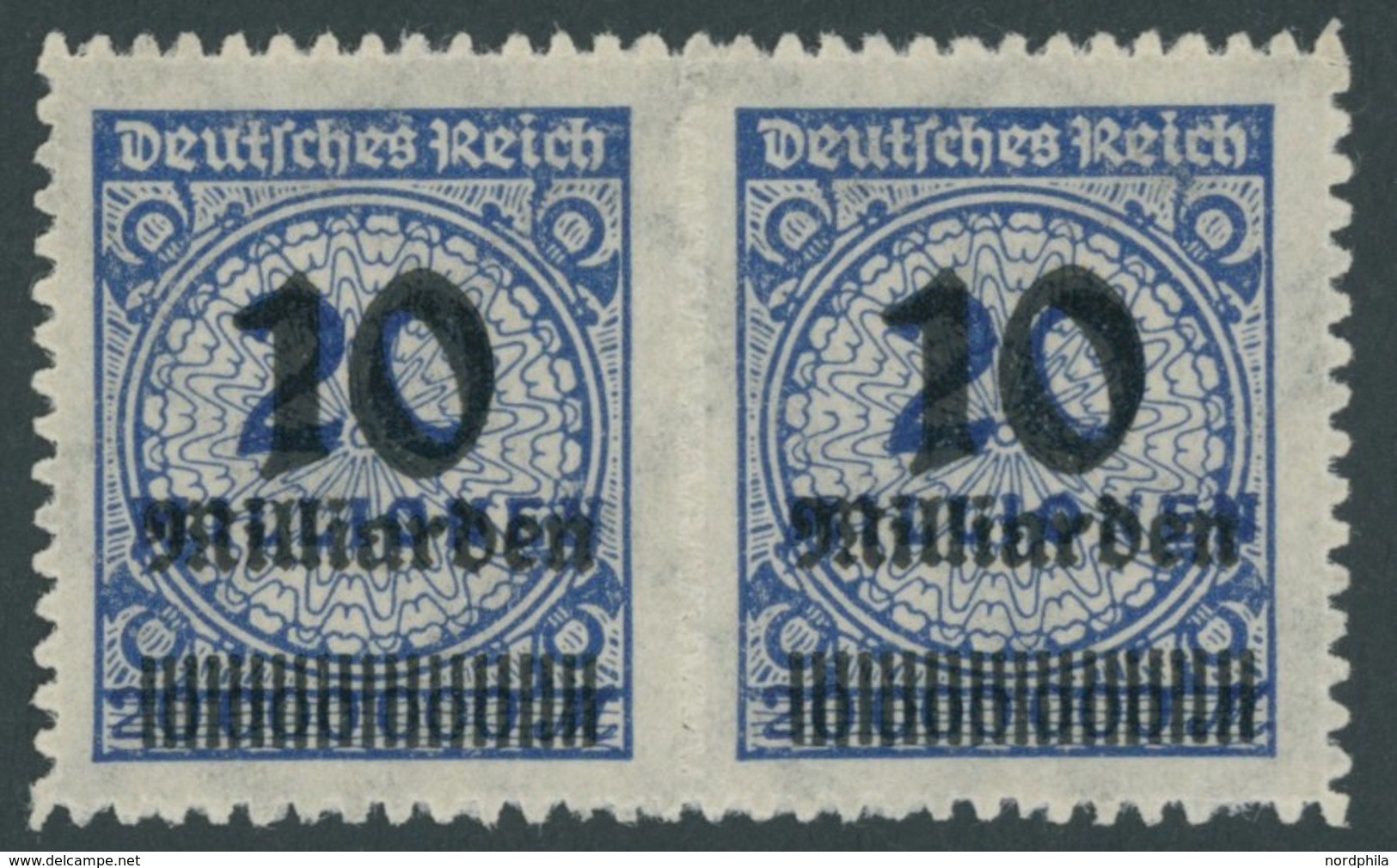 Dt. Reich 335BP HAT **, 1923, 10 Mrd. Auf 20 Mio. M. Dunkelviolettultramarin, Durchstochen, Plattendruck, Sprung In Der  - Used Stamps