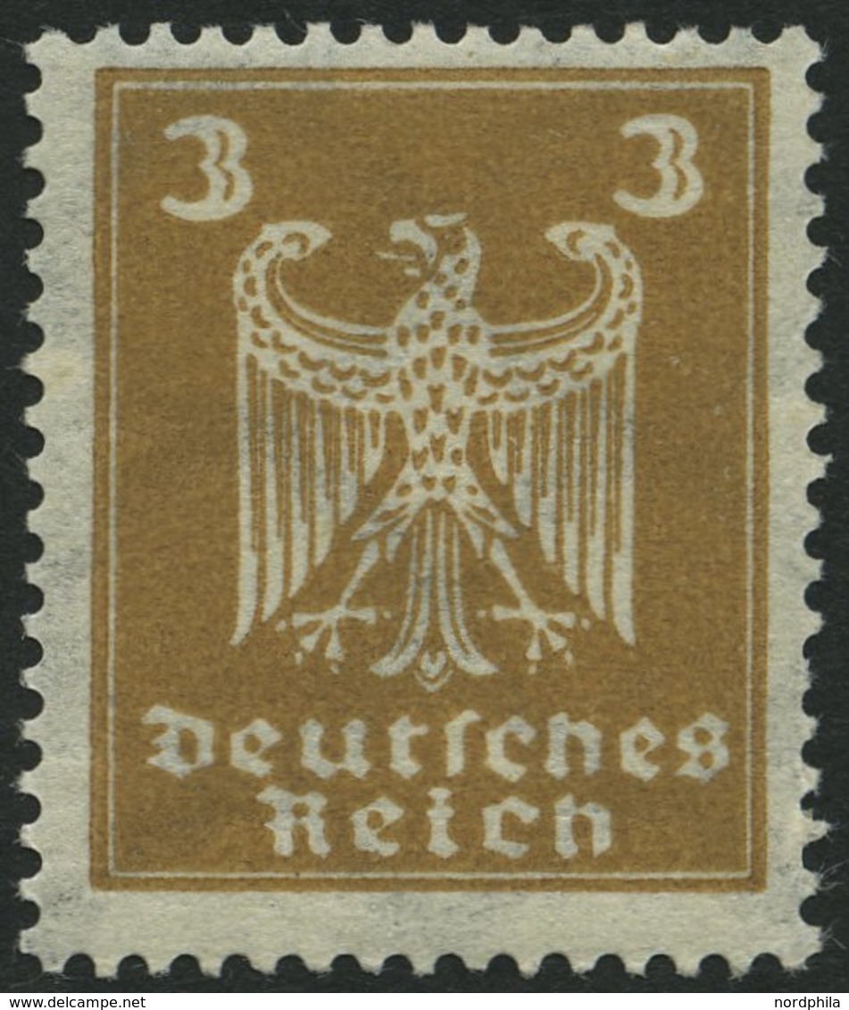 Dt. Reich 355Y *, 1924, 3 Pf. Reichsadler, Wz. Liegend, Falzrest, üblich Gezähnt Pracht, Mi. 120.- - Other & Unclassified