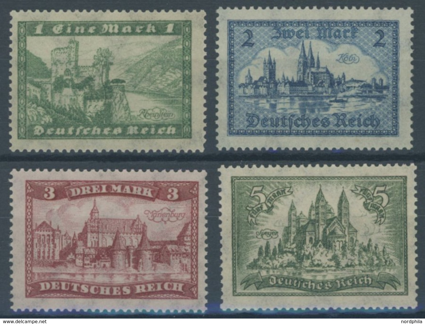 Dt. Reich 364-67 **, 1924, 1 - 5 M. Bauwerke, Postfrischer Prachtsatz, Mi. 370.- - Otros & Sin Clasificación