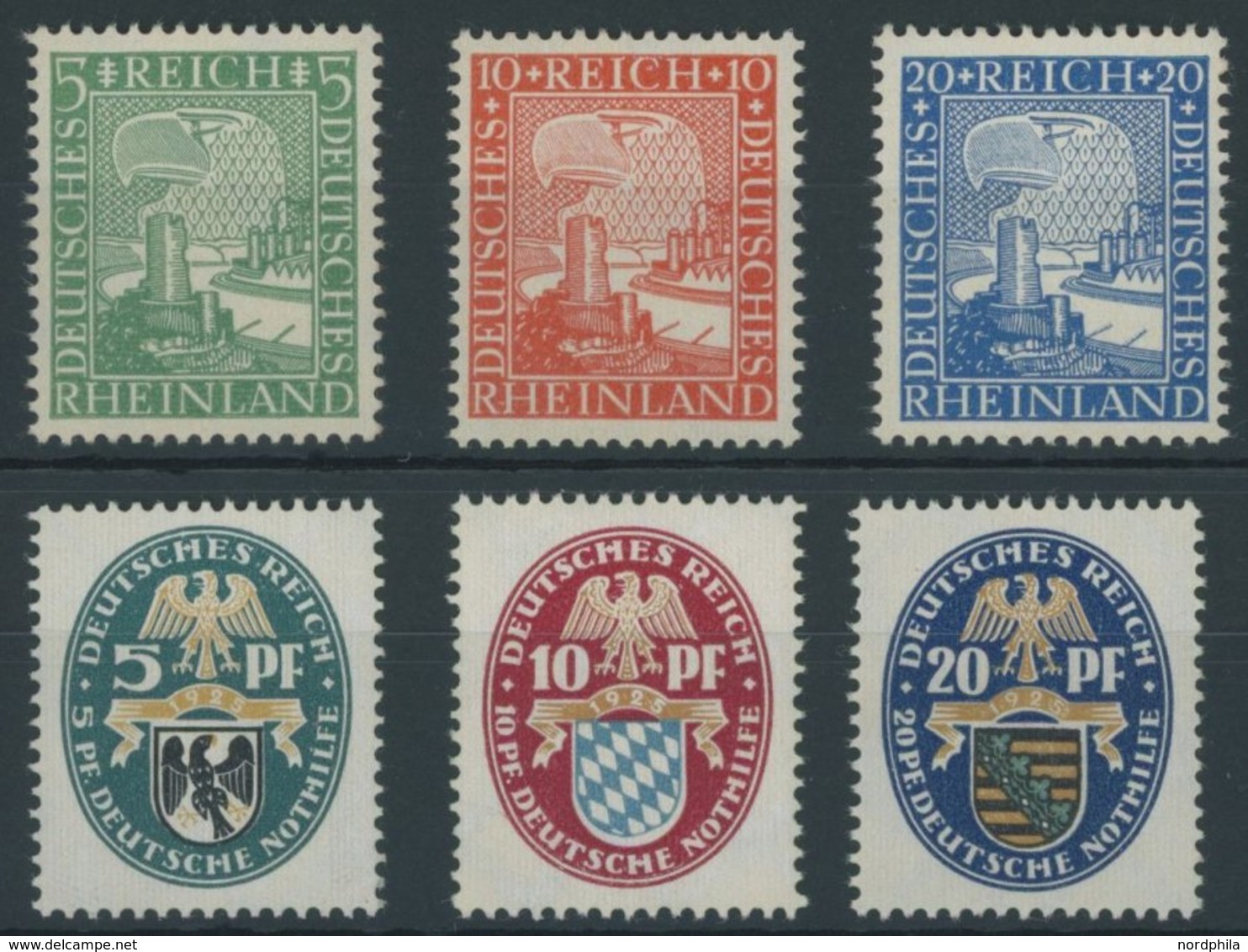 Dt. Reich 372-77 **, 1925, Rheinland Und Nothilfe, 2 Postfrische Prachtsätze, Mi. 105.- - Autres & Non Classés