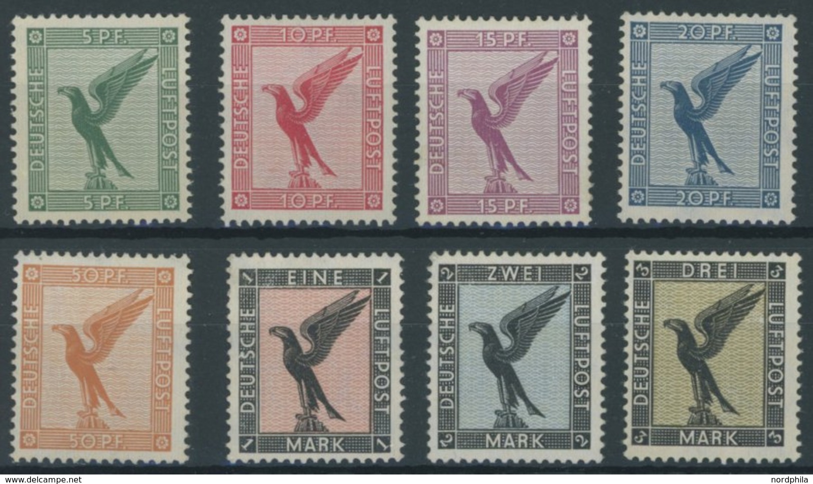 Dt. Reich 378-84 *, 1926, Adler, Falzreste, Prachtsatz, Mi. 140.- - Andere & Zonder Classificatie