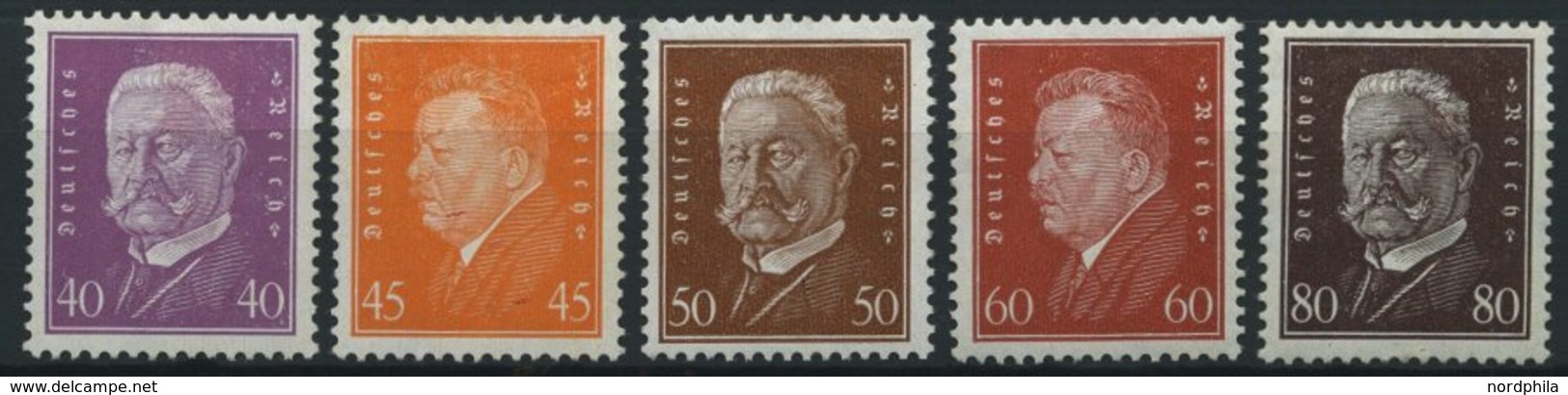 Dt. Reich 418-22 *, 1928, 40 - 80 Pf. Reichspräsidenten, Falzreste, 5 Prachtwerte, Mi. 90.- - Andere & Zonder Classificatie