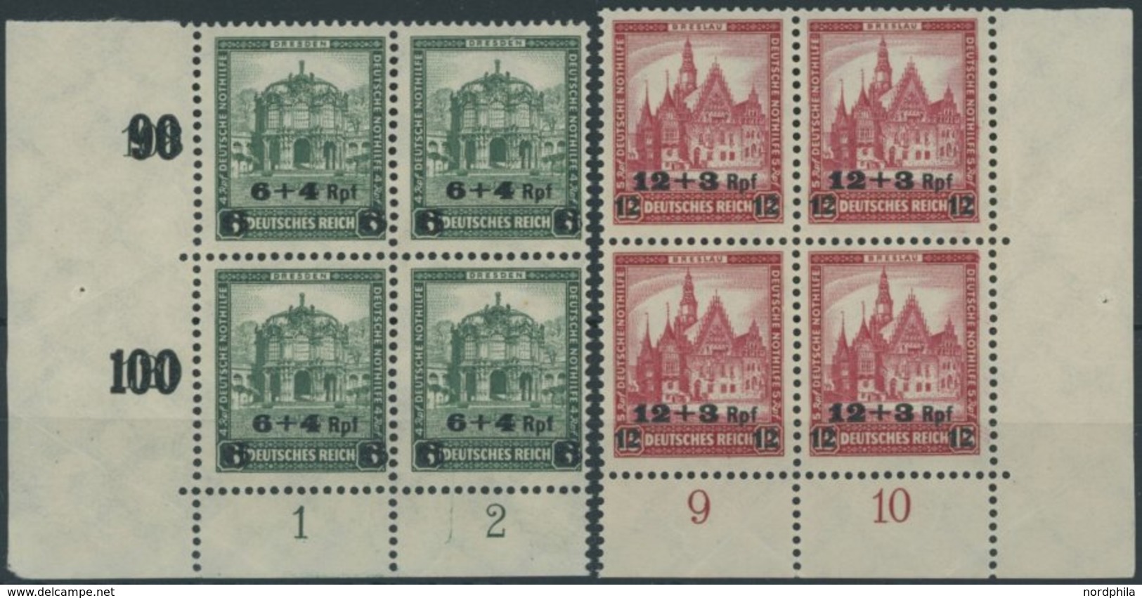 Dt. Reich 463/4 VB **, 1932, Nothilfe In Unteren Eckrandviererblocks, Pracht - Other & Unclassified