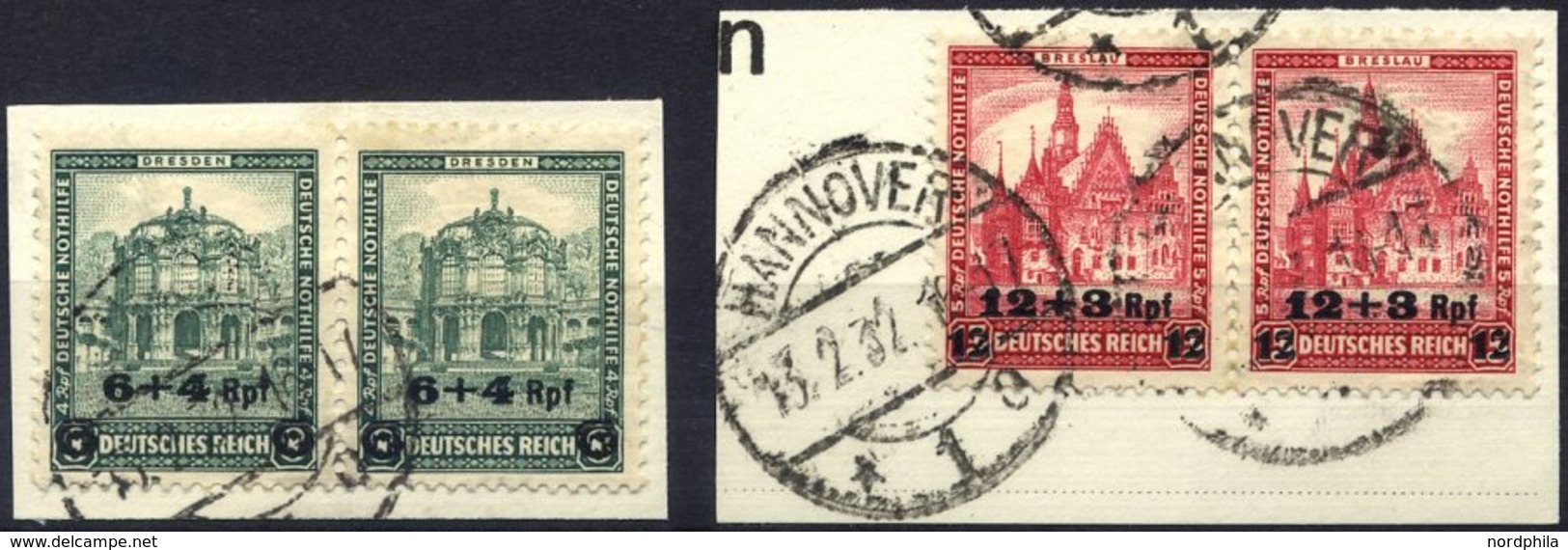 Dt. Reich 463/4 Paar BrfStk, 1932, Nothilfe In Waagerechten Paaren, 2 Prachtbriefstücke - Andere & Zonder Classificatie