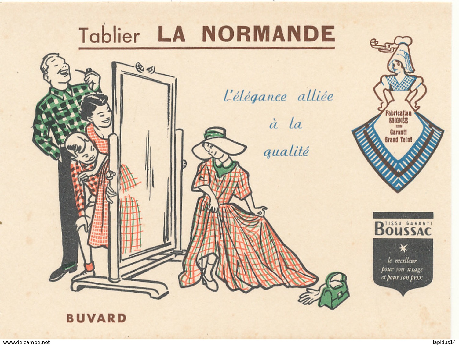 BU 1523 -/  BUVARD  TABLIER  LA NORMANDE - Textile & Vestimentaire