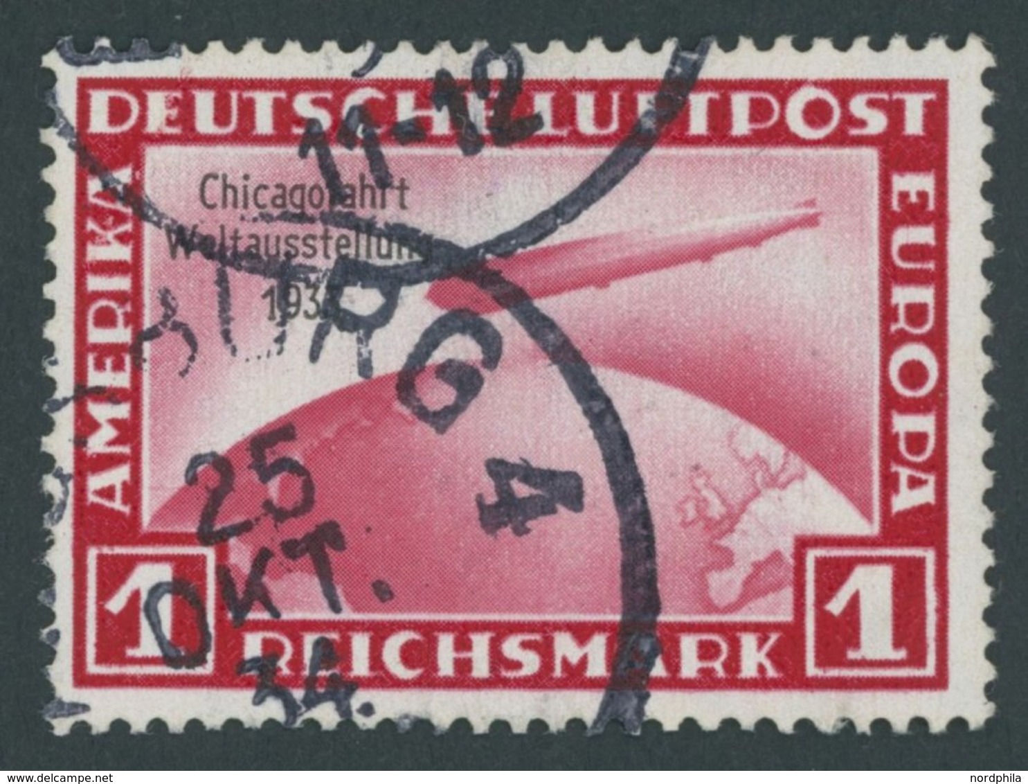 Dt. Reich 496 O, 1933, 1 RM Chicagofahrt, Normale Zähnung, Pracht, Gepr. Peschl, Mi. 500.- - Andere & Zonder Classificatie