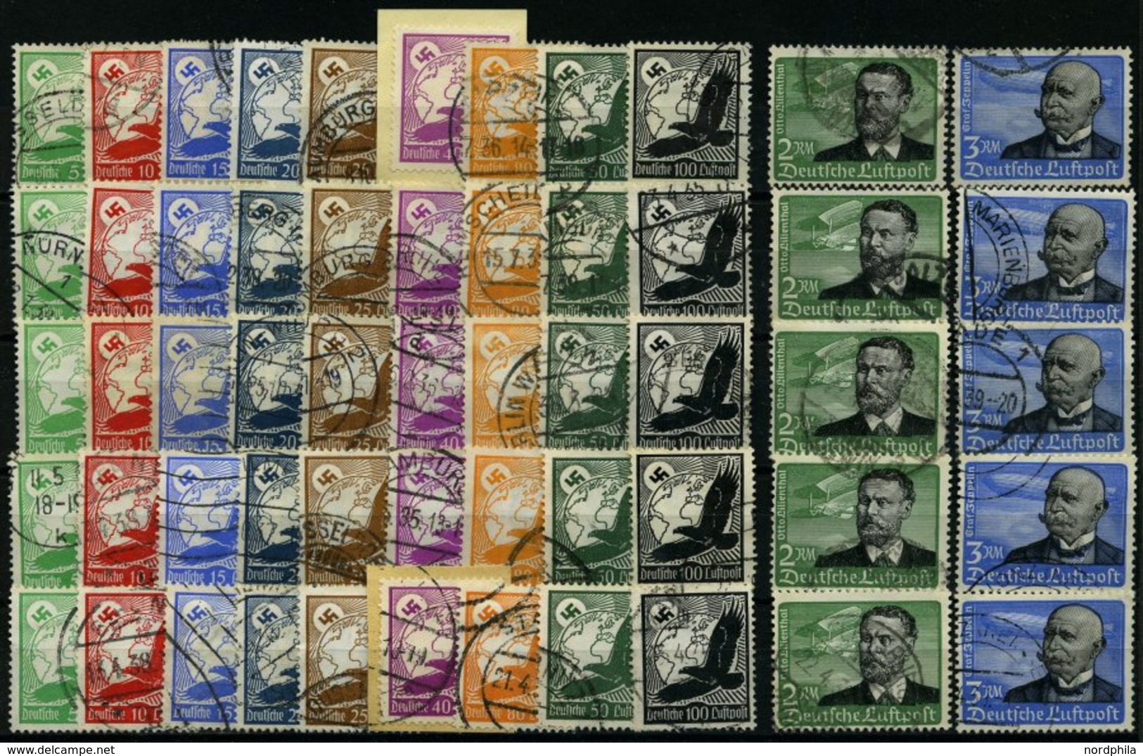 Dt. Reich 529-39x O, 1934, Flugpost, 5 Sätze Feinst/Pracht, Mi. 475.- - Andere & Zonder Classificatie